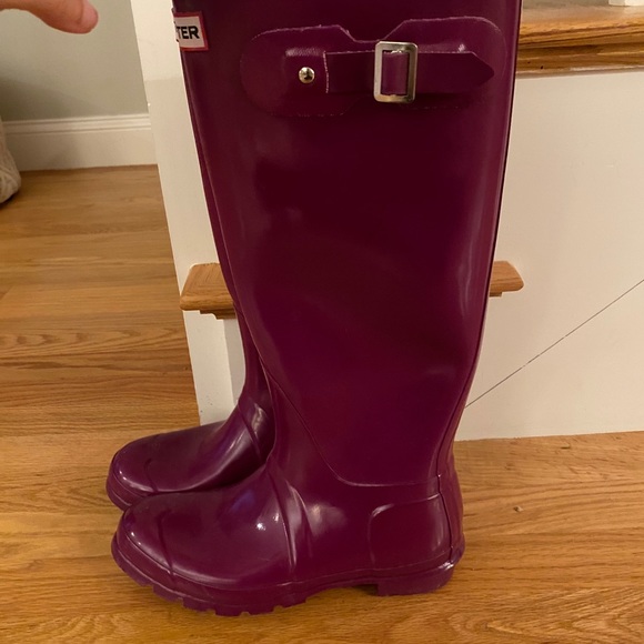 Hunter Boots Tall Glossy Magenta Sz 7 - Picture 4 of 6